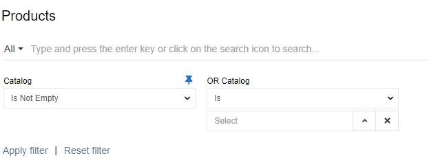 Search and Filtering Panel