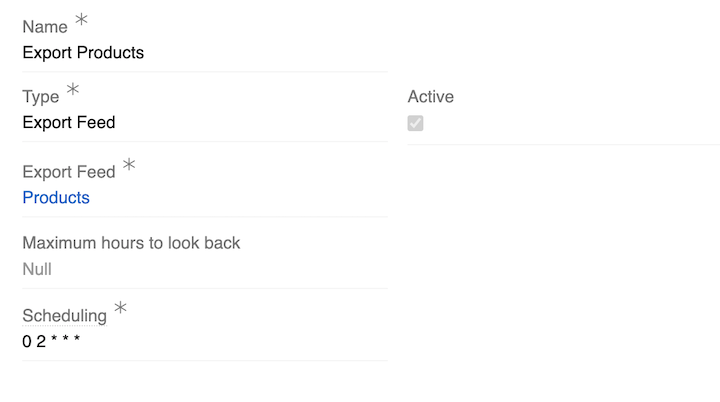 Export feed Scheduled