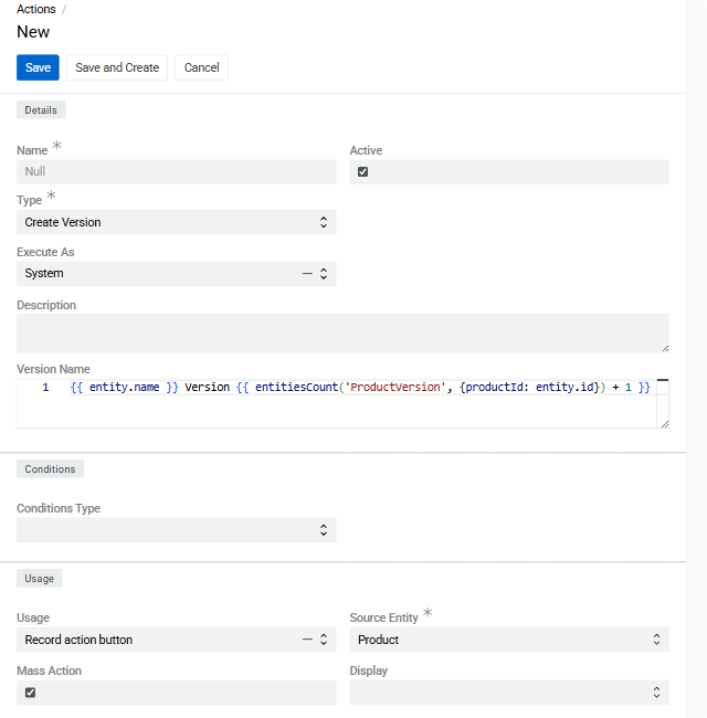 Create Version Configuration