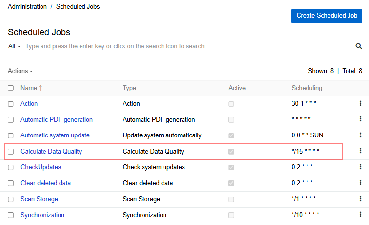 Quality calculation job