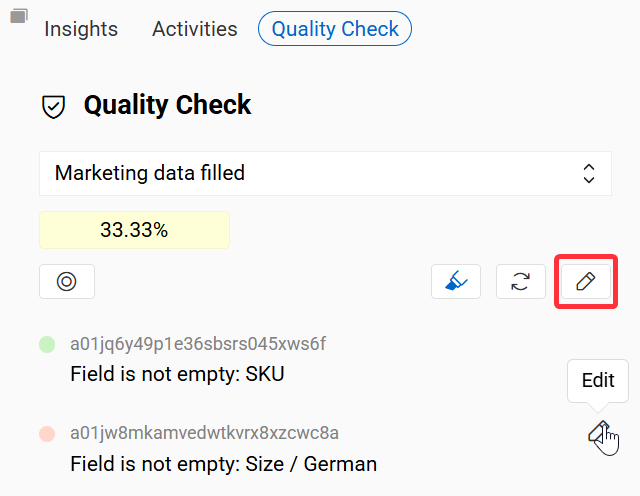 Inline quick editing