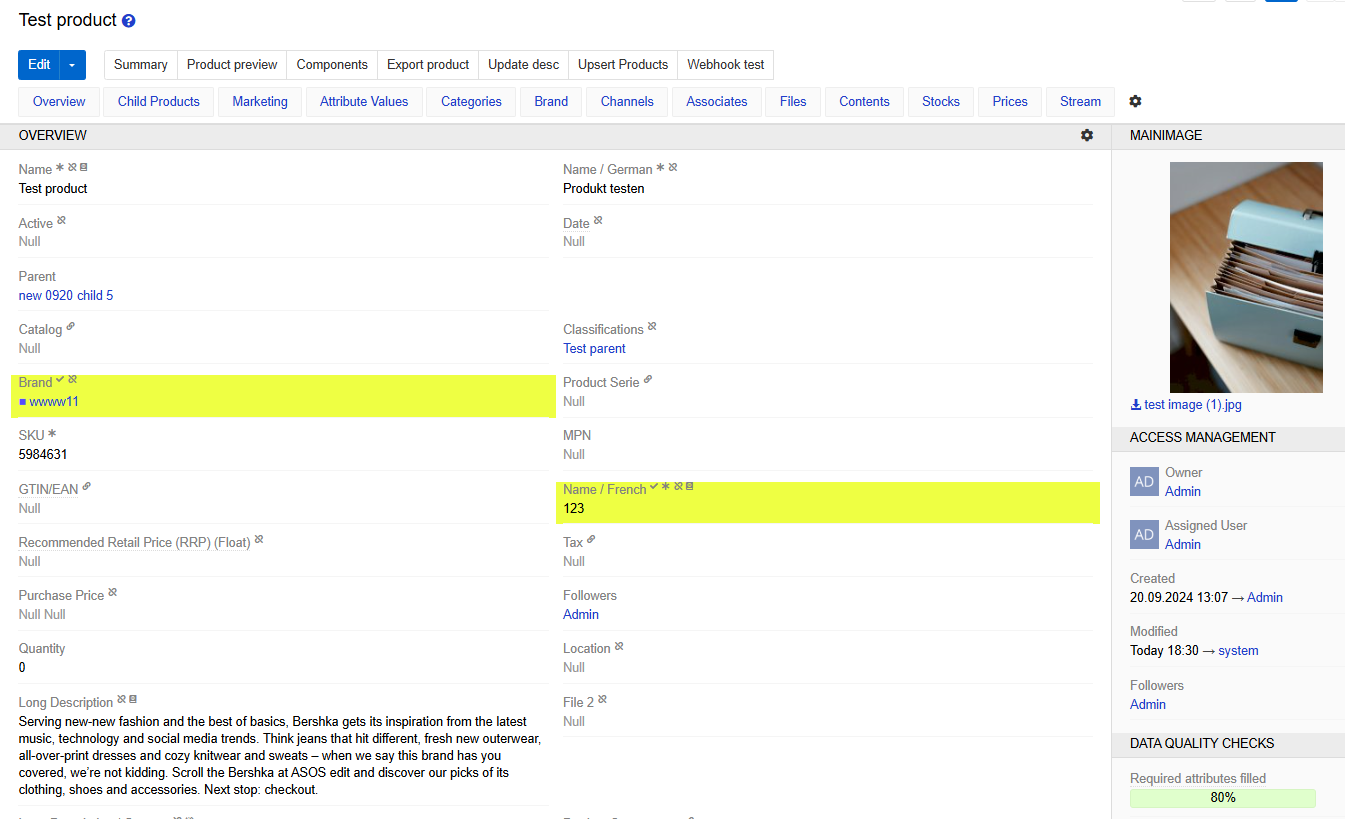 Displaying on the entity page