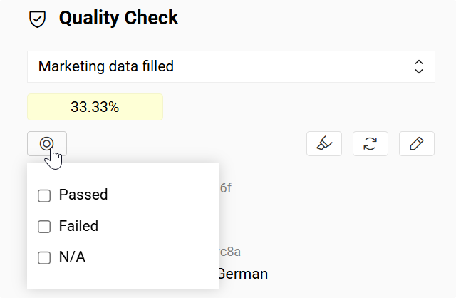 Displaying quality rules filters