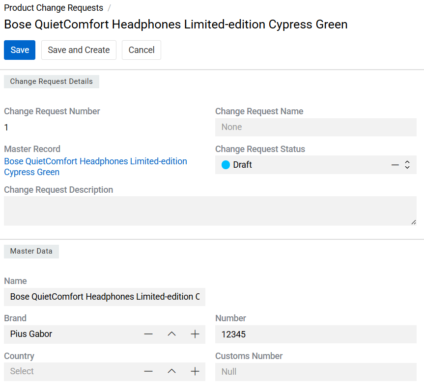 Change Requests edit