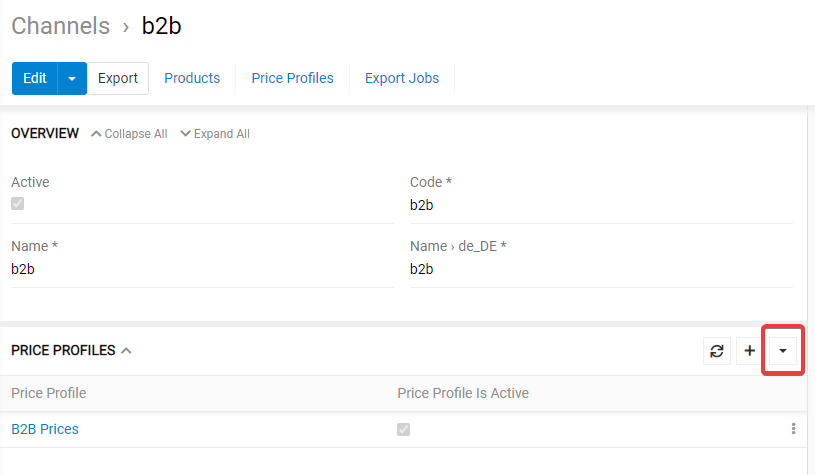 Price profiles panel