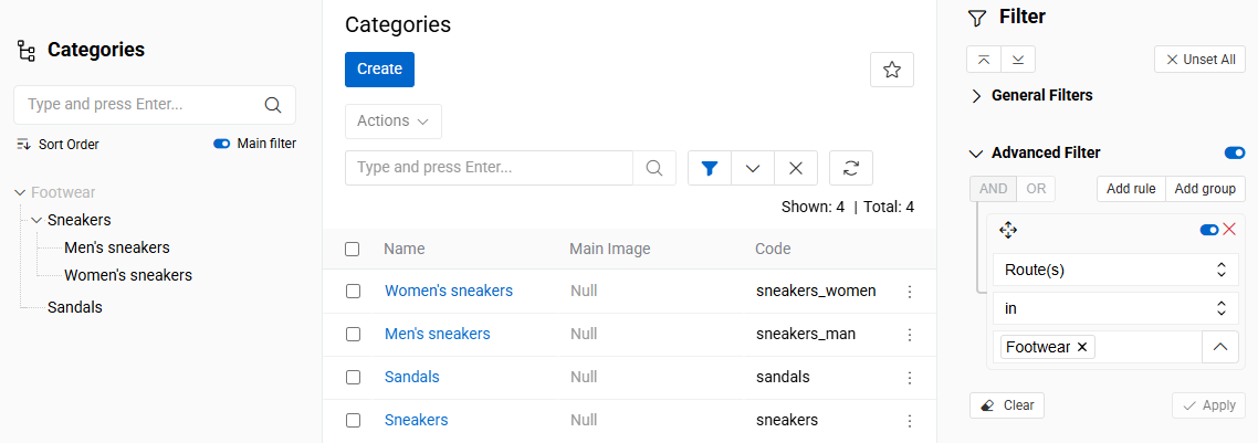 Filtering by route