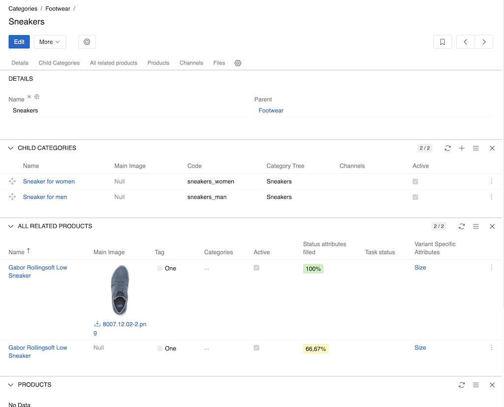 Example selection display