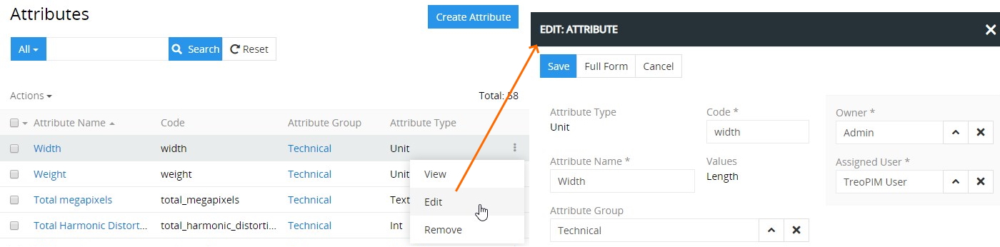 Edit option