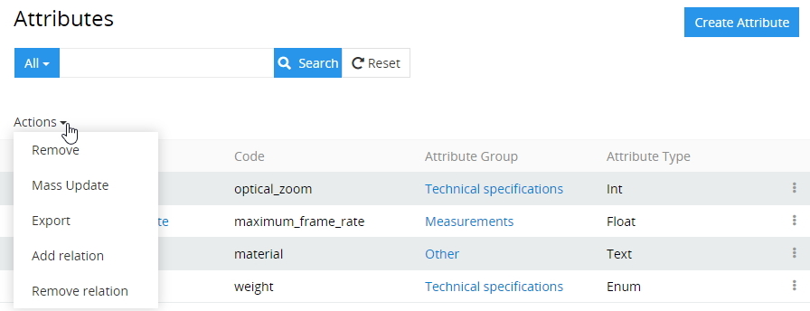 Attributes mass actions