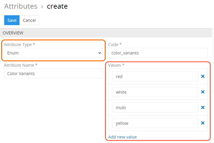 Enum values list