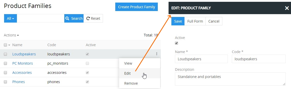 Editing popup