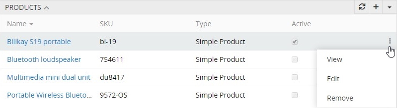 Products actions