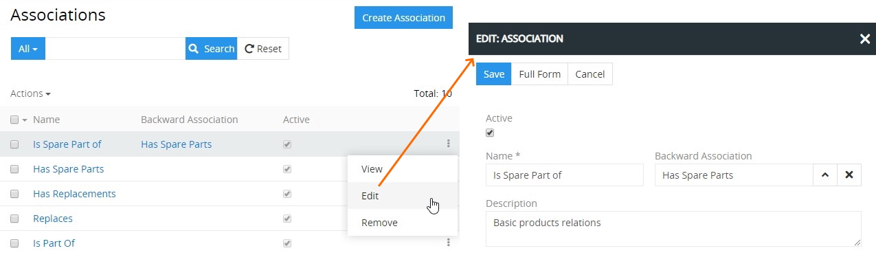 Edit option