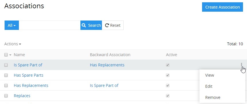 Associations single record actions
