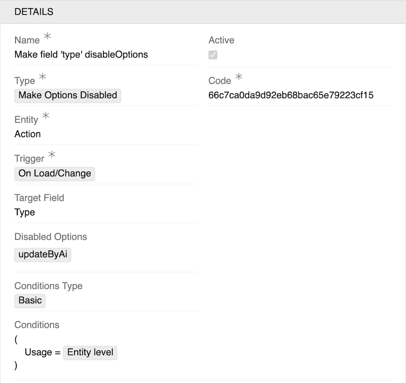 Make Options Disabled Example