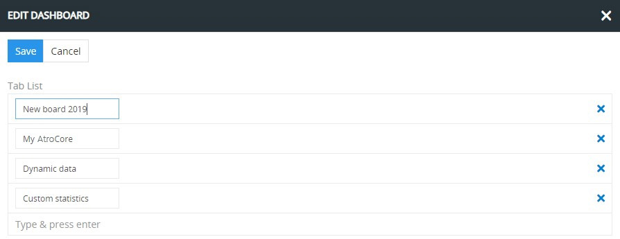 Dashboard editing