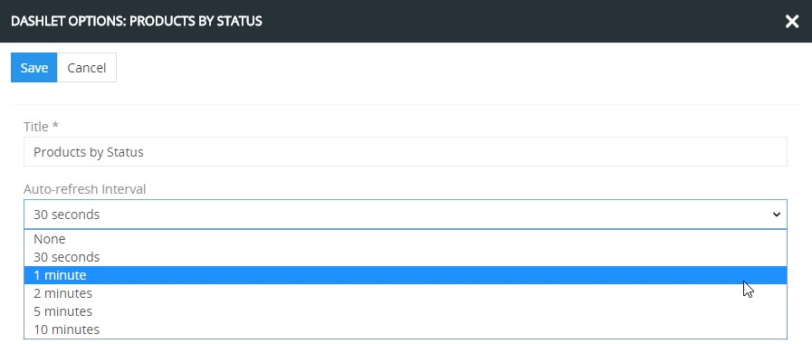 Dashlet options popup