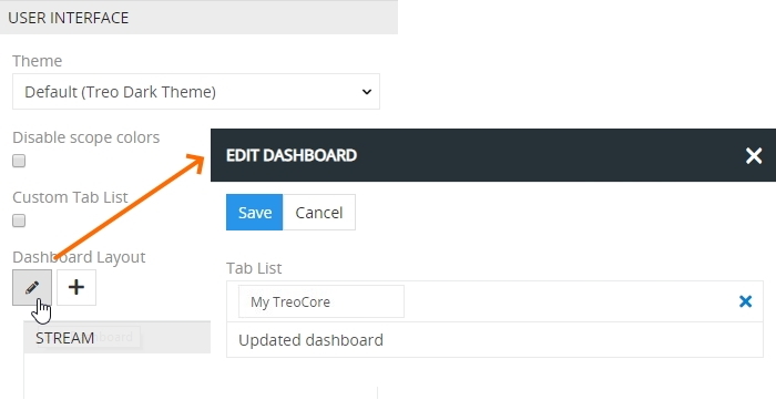 Dashboard editing