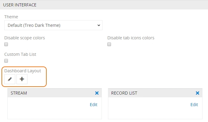 Dashboard settings