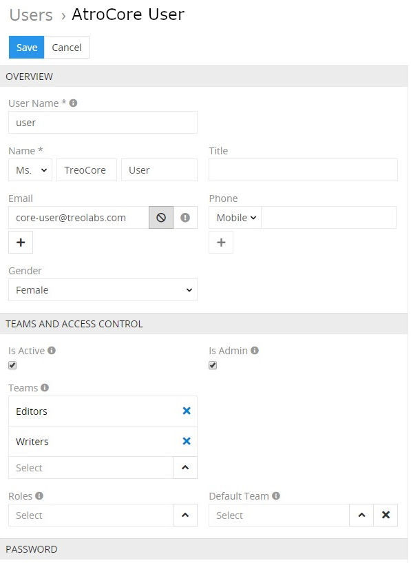 User profile editing