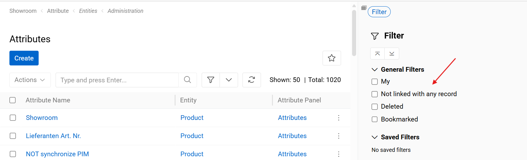 Not linked with any record filter