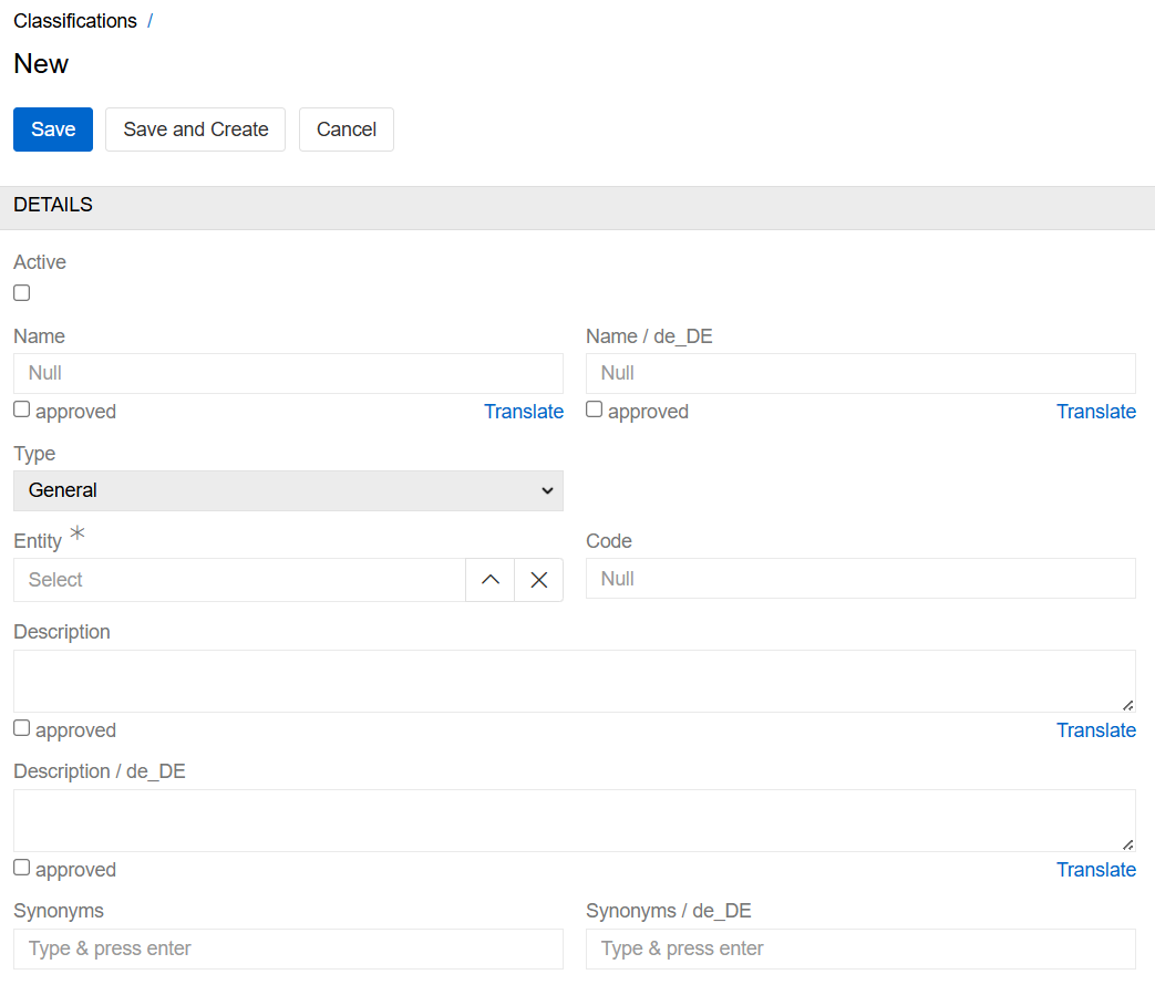 Classification creation