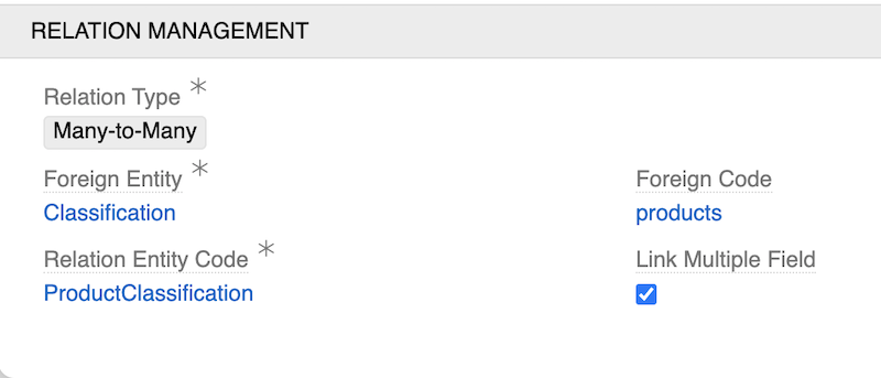 Many-to-many field configuration