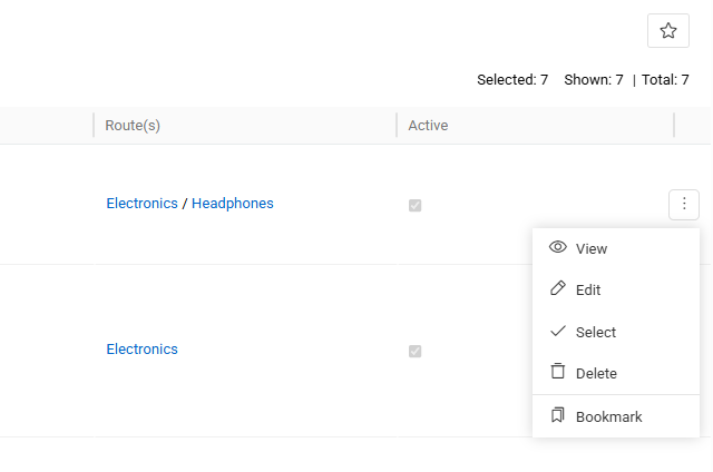 Categories Single Record Actions