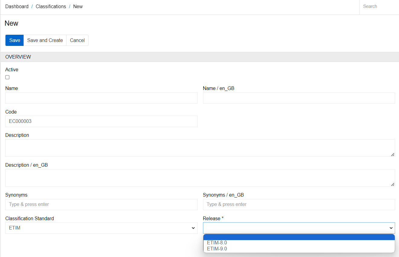Create classification