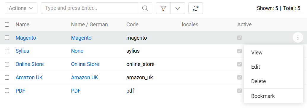 Сhannels single record actions