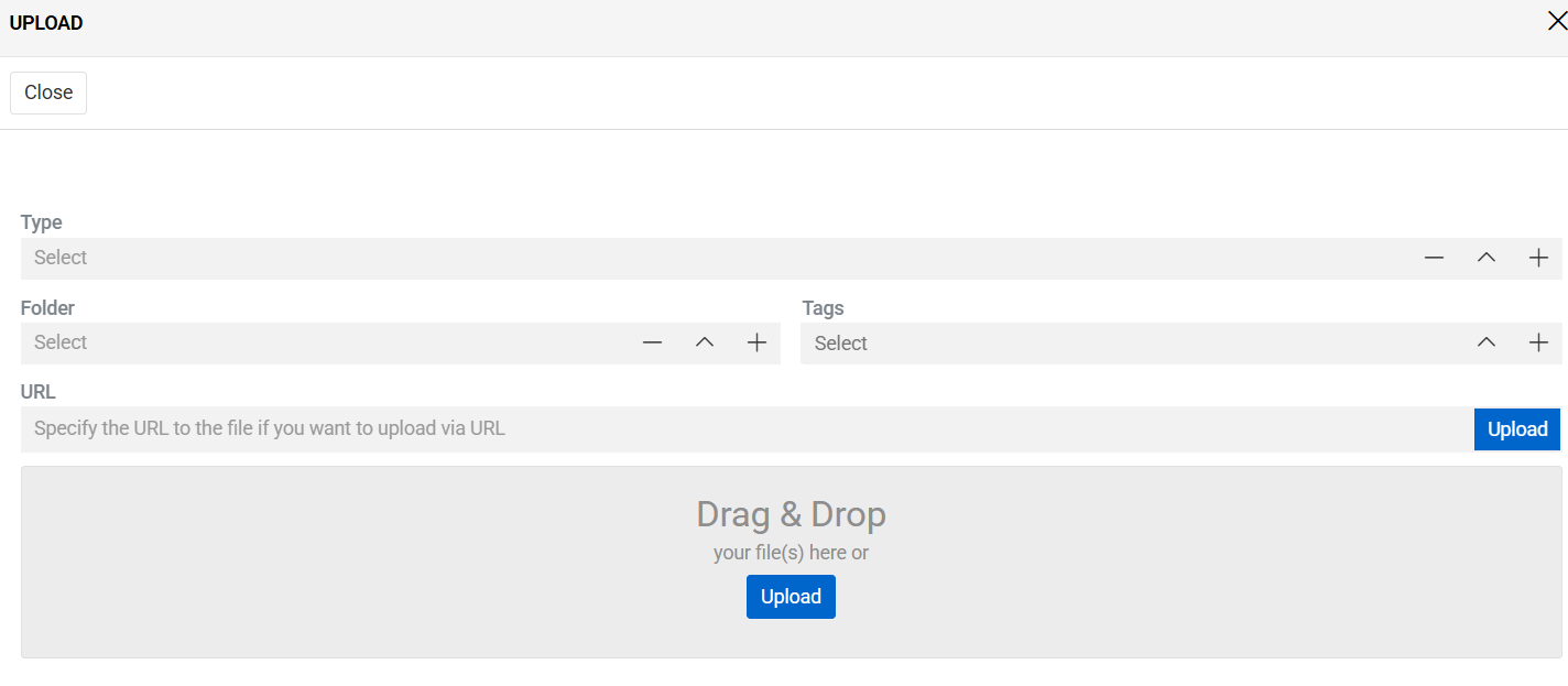 `Upload` option menu