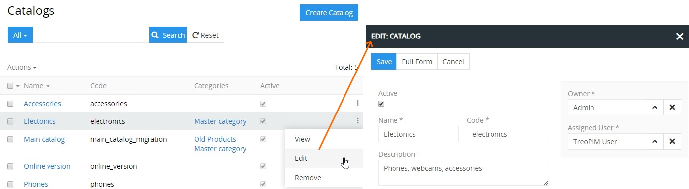 Editing popup