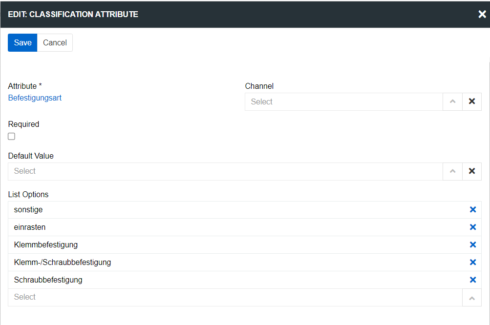 List options