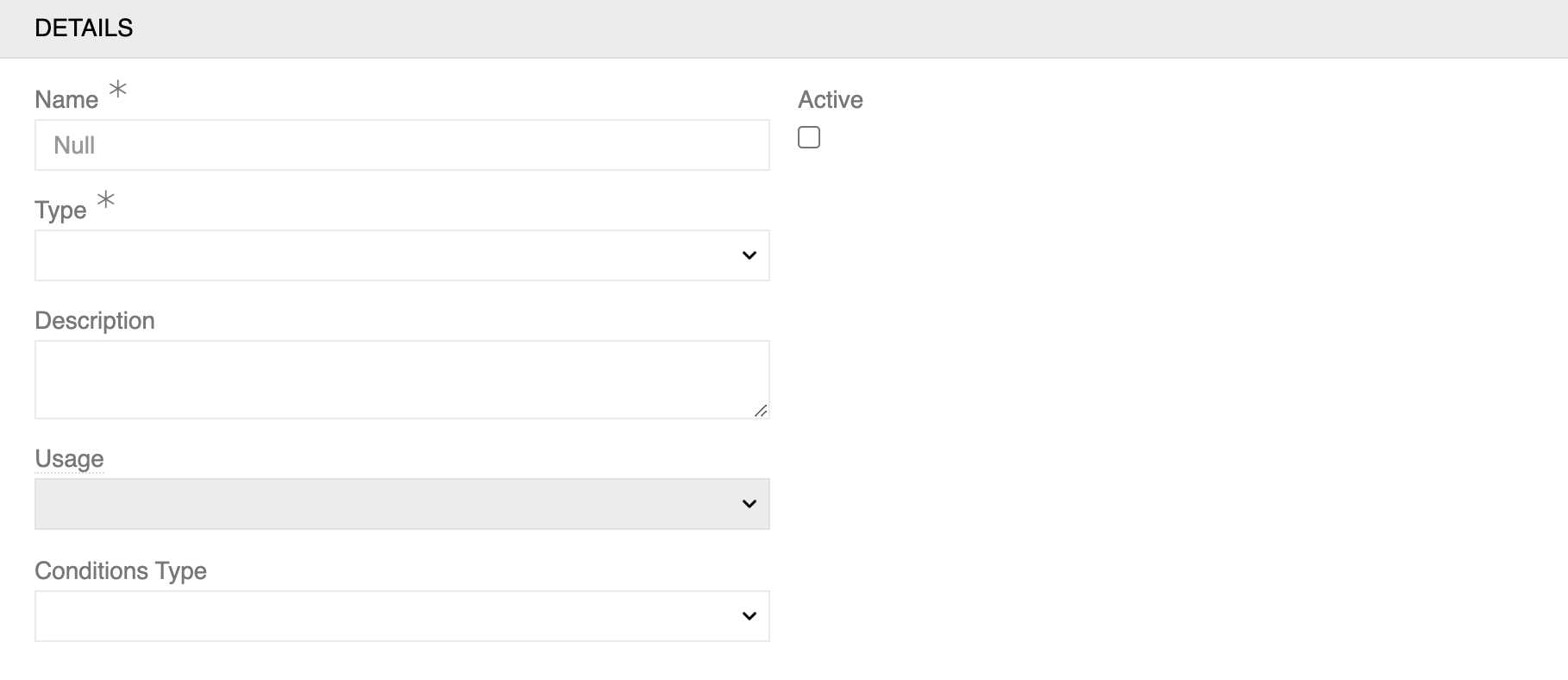 Default Action Form