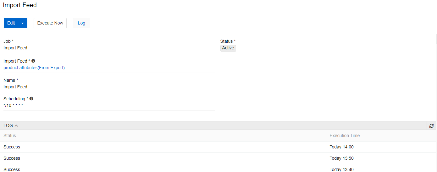 Import feed Scheduled