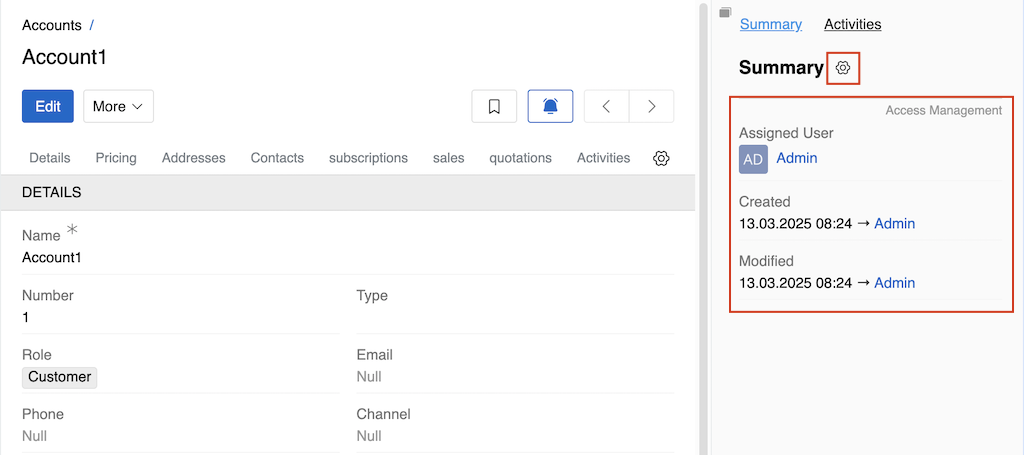 Account Summary Panel