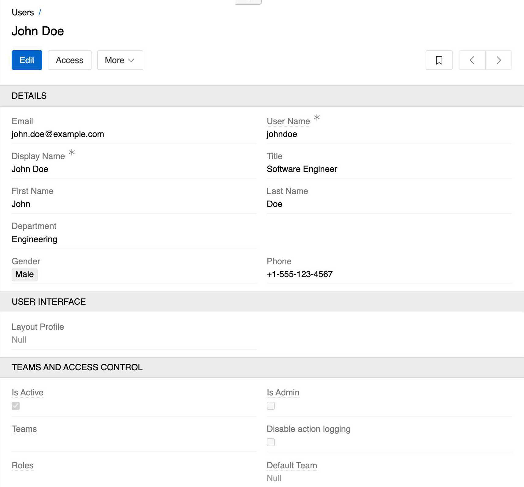 User Detail View