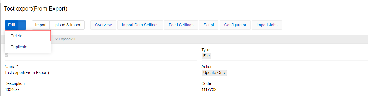 Remove import feed
