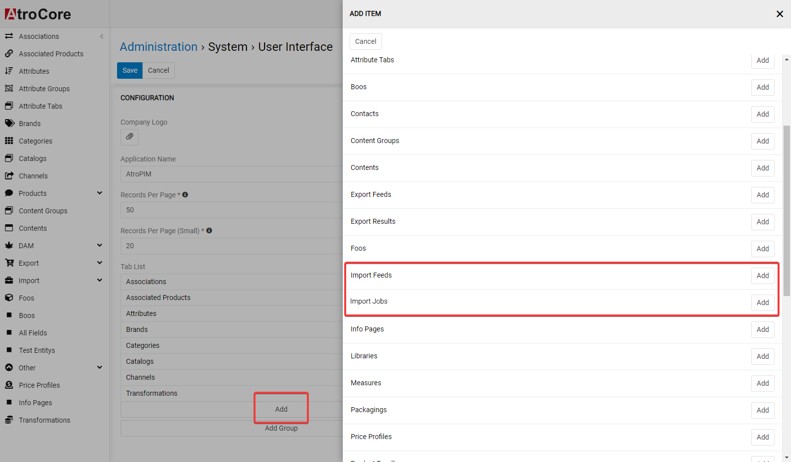 Import feeds adding