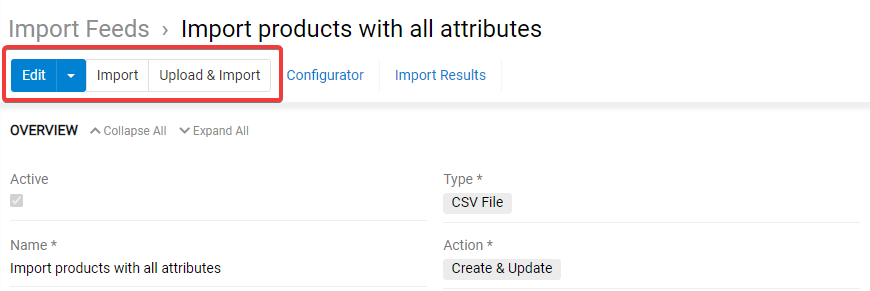 Run import option