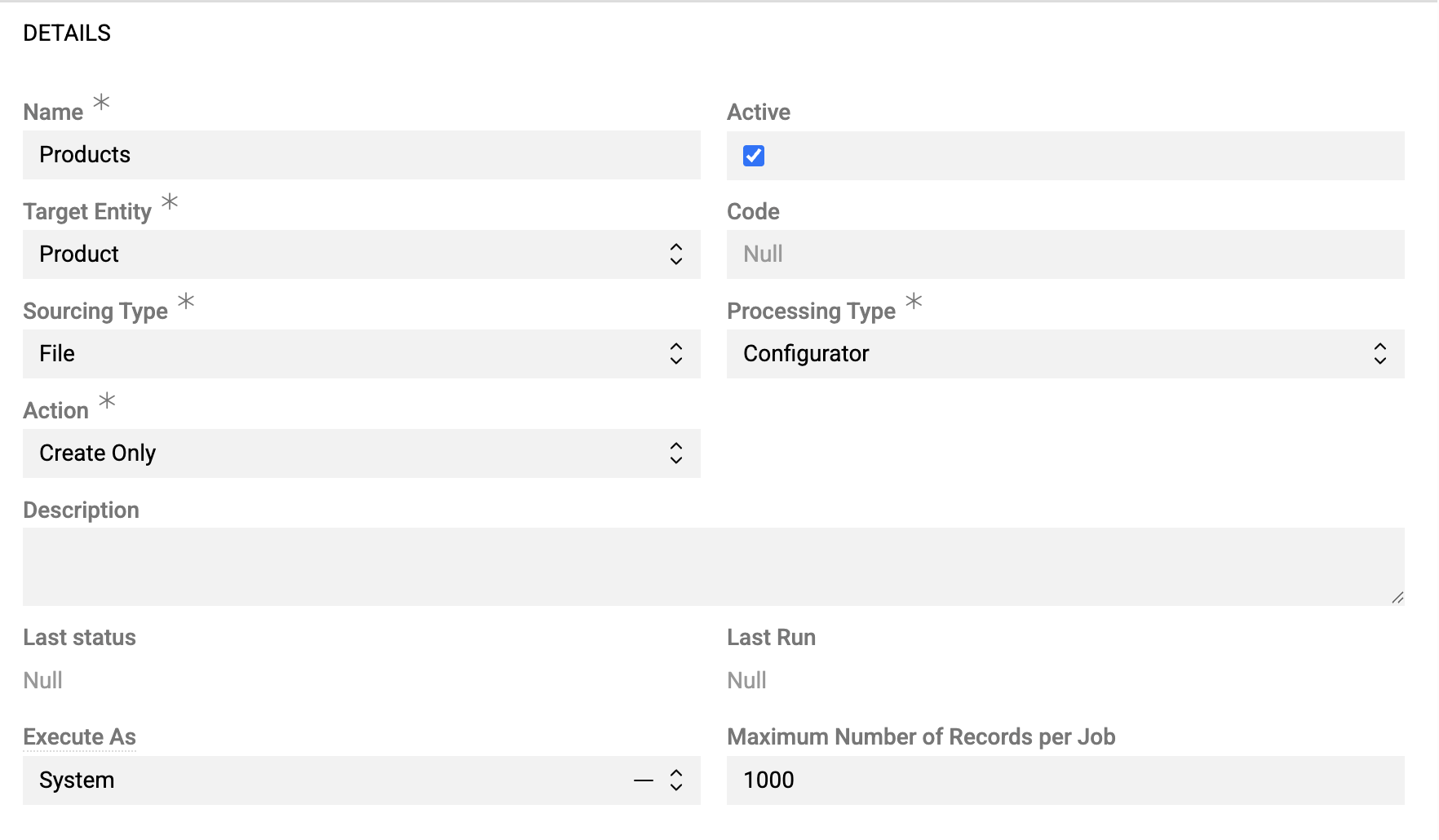 Import feed details