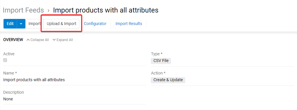 Run import option