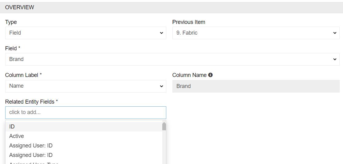 Entity configurator fields