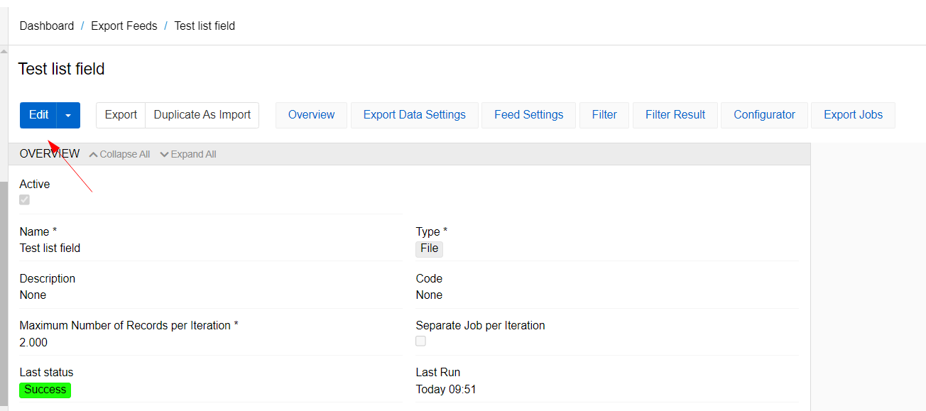 Export feed cfg
