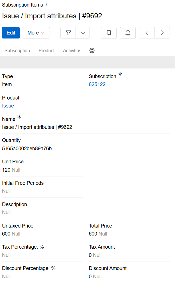 Subscription item