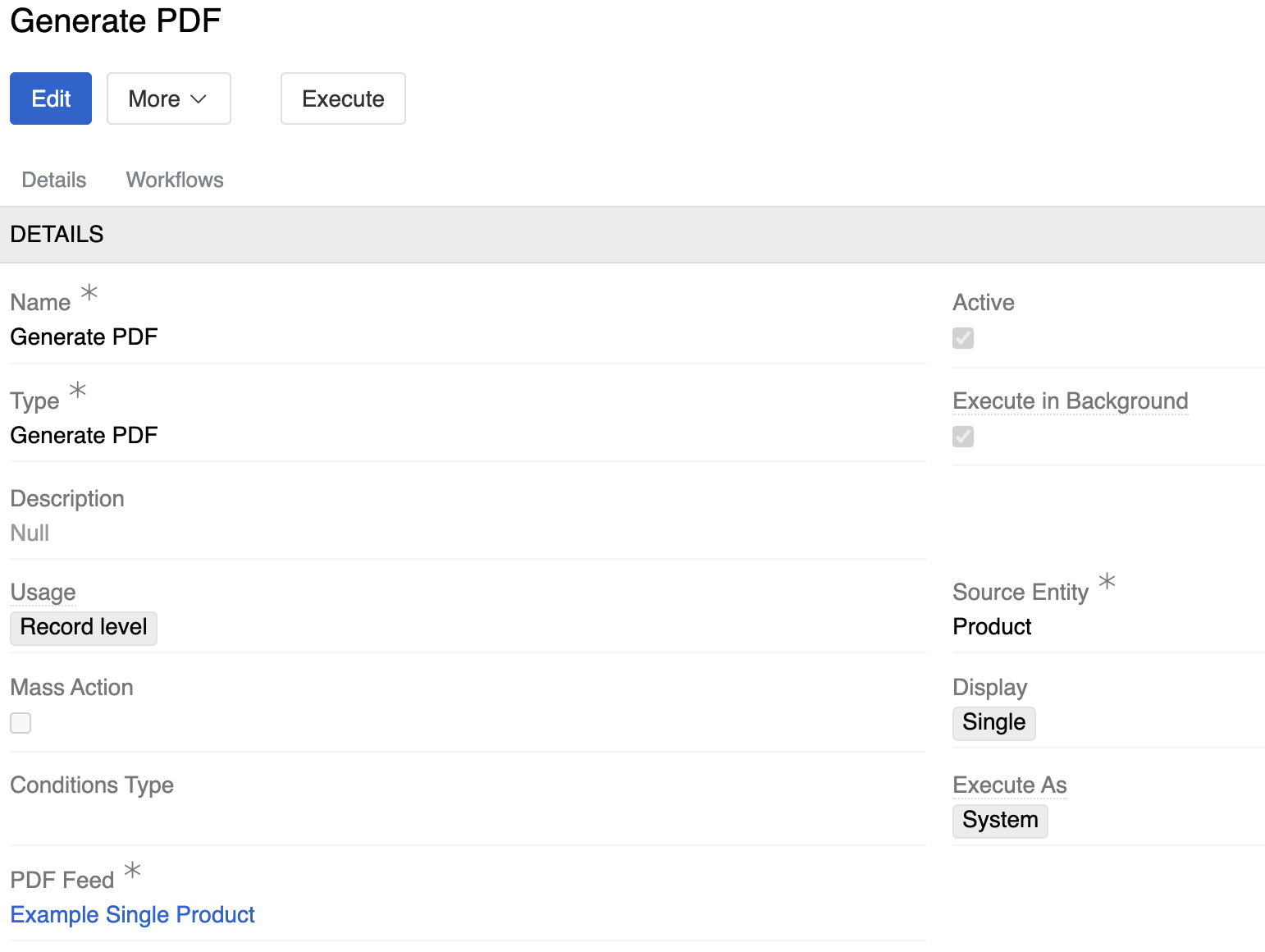 PDF Generate action