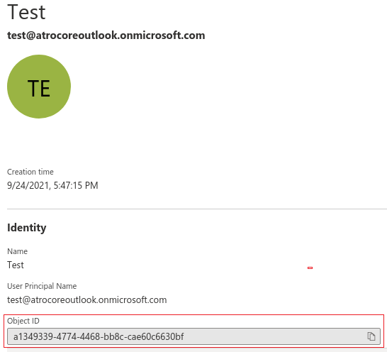 User overview page