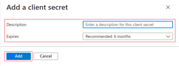 Client secret modal