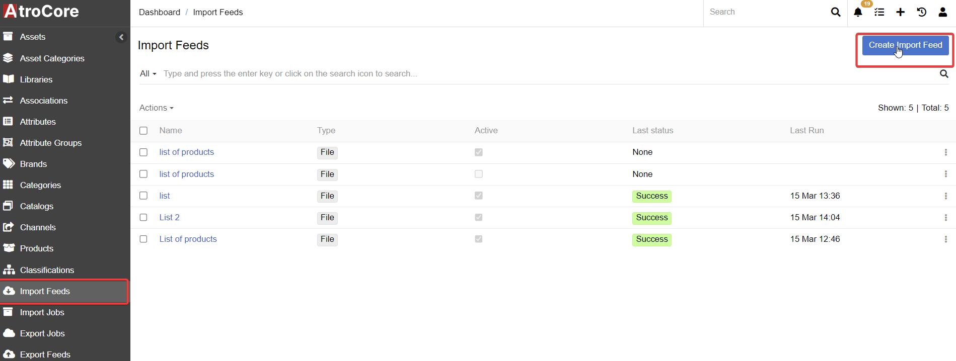 create import