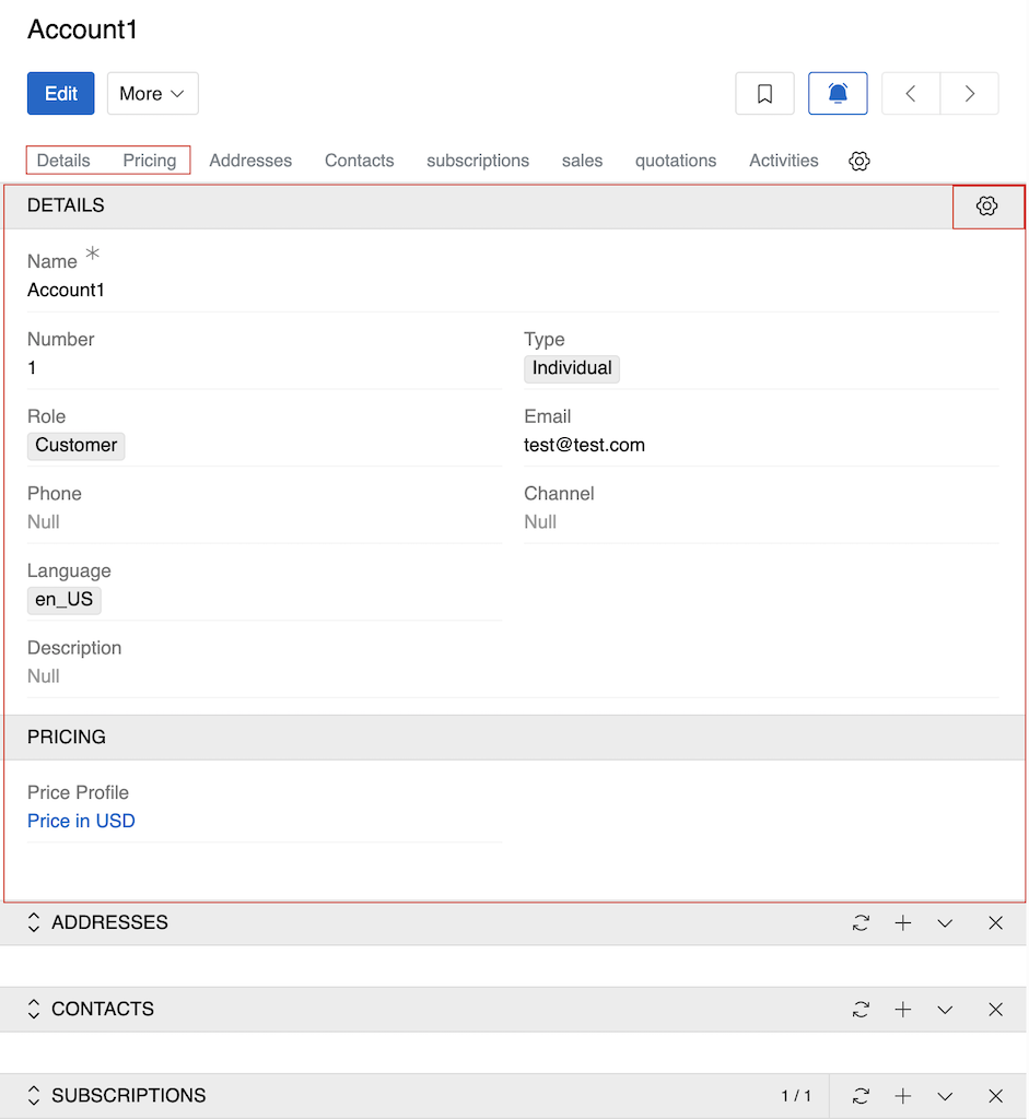 Account Detail View